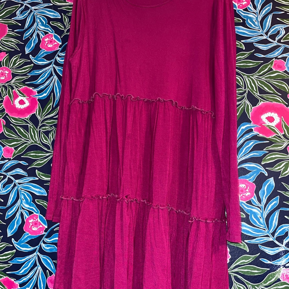 Chic Magenta Long Sleeve Dress